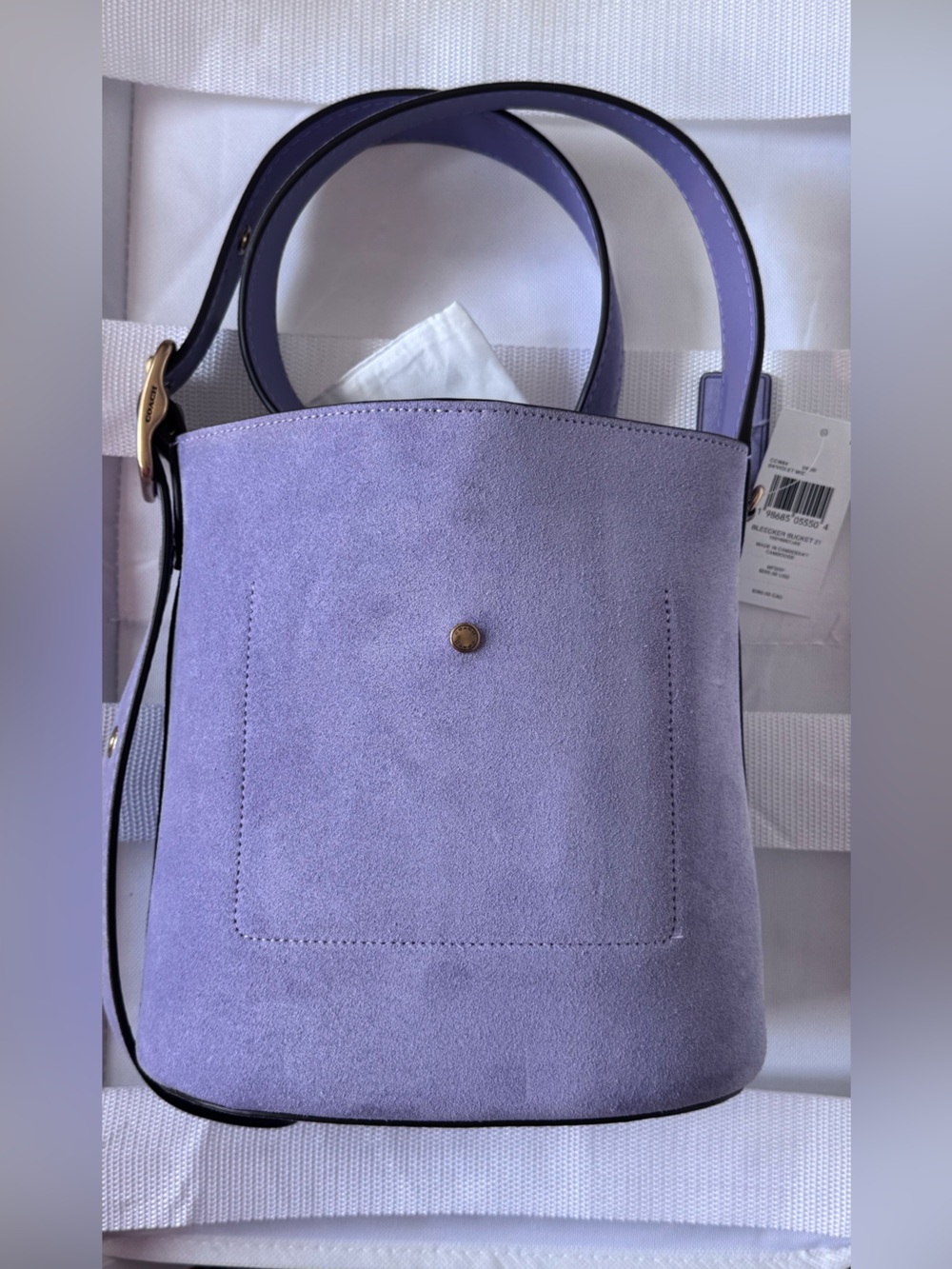 COACH Bleecker 21 Violet Mist Suede Shoulder Bag - Picture 3 of 4